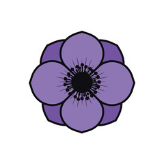 Stylized purple anemone flower vector illustration.