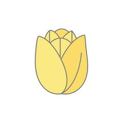 Simple yellow tulip flower bud icon vector illustration.