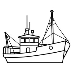 Fishing Trawler Line Vector