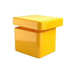Fototapeta premium Bright yellow gift box with a lid open sitting on a white background ready for surprises