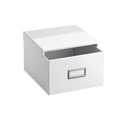 Stylish white storage box with a sliding drawer for organizing home or office supplies