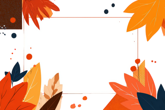 Autumn Leaves Frame on Black Background