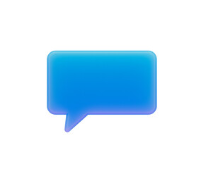 Vibrant 3D blue speech bubble icon for digital communication and messaging apps. 3d illustration