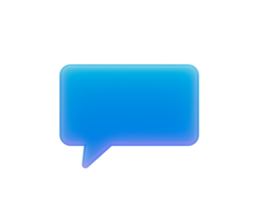 Vibrant 3D blue speech bubble icon for digital communication and messaging apps. 3d illustration