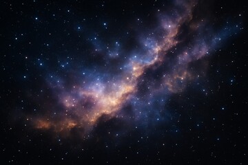 Abstract cosmic nebula with glowing light and stars across deep space background in colorful sci-fi galaxy atmosphere. Ai generative. Ai generative