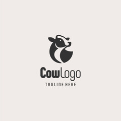 Elegant Black White Cow Logo