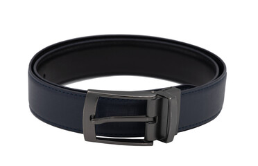 Black leather belt isolated on transparent background