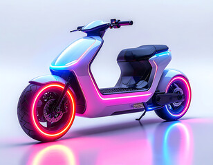 Futuristic Neon Holographic Scooter Isolated Illustration