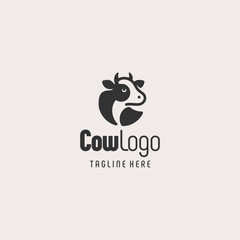 Simple Black White Cow Icon