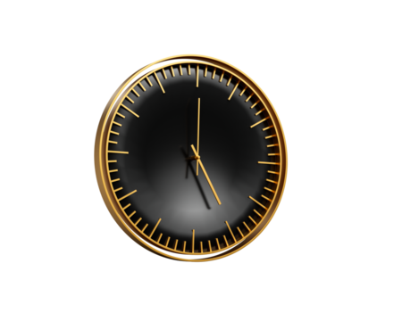 Modern Sleek Golden And Black Wall Clock 05 00 Five O'Clock 5 00 Modern Interiors 3D Illustration