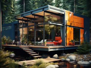 Incredible Photorealistic house with wooden architecture and timber structure