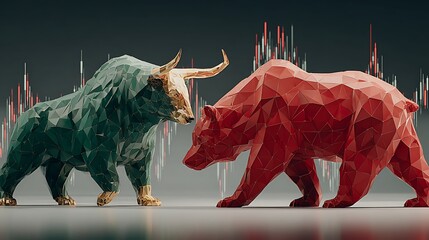 futuristic bull and bear financial concept high resolution picture