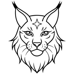 Mystic Horned Lynx line art vector
