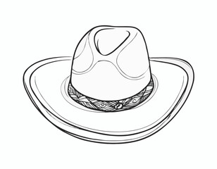 Cowboy hat sketch hand drawn in doodle style Vector illustration