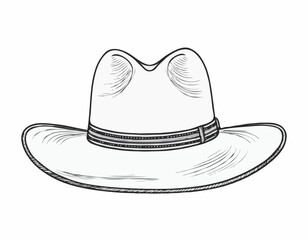Cowboy hat sketch hand drawn in doodle style Vector illustration