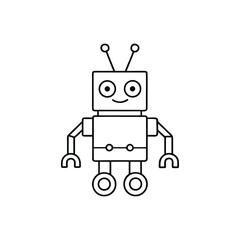cartoon robot with wheels and antennas coloring page
