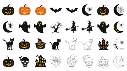 Halloween Vector Icon Set Festival Elements Illustration AI EPS PNG JPEG