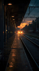 Naklejka premium 夕暮れ列車の到着