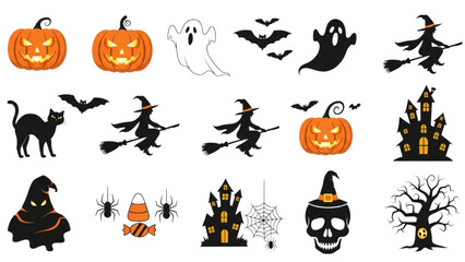 Halloween Vector Icon Set Festival Elements Illustration AI EPS PNG JPEG