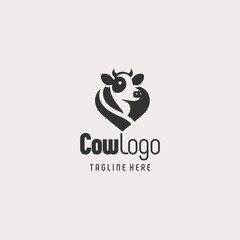 Monochrome Cow Farm Logo Design