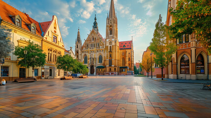 Dom Square is famous landmark of Szeged in Hungary outdoor.