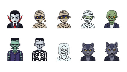 Halloween Vector Icon Set Festival Elements Illustration AI EPS PNG JPEG