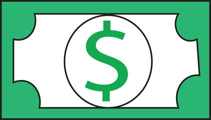Illustration of a green dollar bill with dollar sign