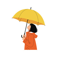 Vector art of a person holding a yellow umbrella © Lucy Abstracts