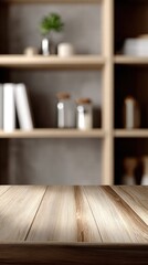 Elegant Wooden Shelf with Modern Decor