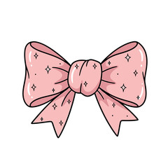 A stylized, pink bow with glittering polka dots.