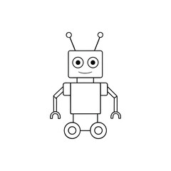 Naklejka premium cartoon robot with wheels and antennas coloring page