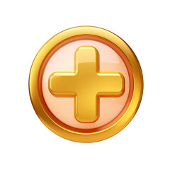 Obraz premium Golden plus sign symbol design for positive additions or enhancements in digital communication