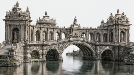 Naklejka premium Beautiful Baroque Bridge over the Water Reflecting the Magnificent Architecture