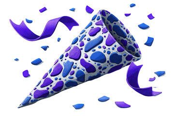 Obraz premium Purple And Blue Confetti Cone Against Black Background
