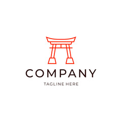 Torii gate line art logo design. simple building icon illustration vector