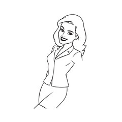 Beautiful Woman in Formal Dress Black and White Illustration Vector Art Design