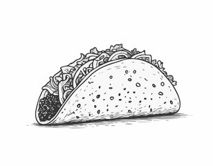 Taco sketch hand drawn food Restaurant business concept.Vector illustration.