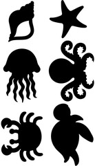 set of sea animals vector