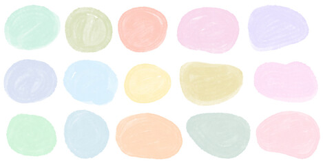 A set of colorful hand-drawn circles and ellipses. カラフルな手描きの円と楕円のセット