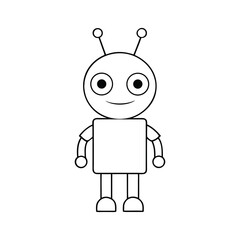  cute robot character with round body and antennas 