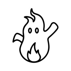 Obraz premium Ghost Rising With Flames Icon Line Art