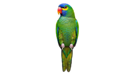 Isolated parrot, green and blue plumage, vibrant colors, colorful bird, tropical fauna