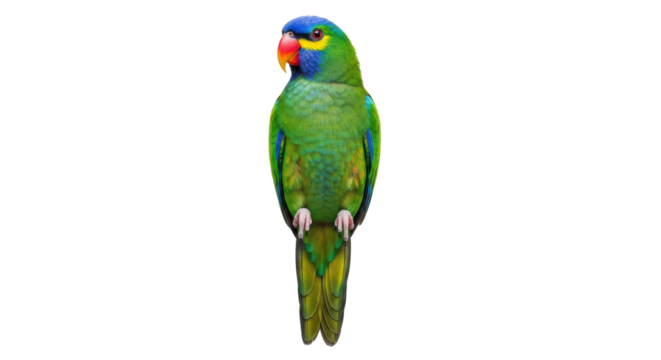 Isolated parrot, green and blue plumage, vibrant colors, colorful bird, tropical fauna