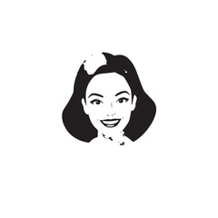 Beautiful Woman in Formal Dress Black and White Illustration Vector Art Design