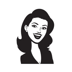 Beautiful Woman in Formal Dress Black and White Illustration Vector Art Design