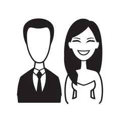 Beautiful Woman in Formal Dress Black and White Illustration Vector Art Design