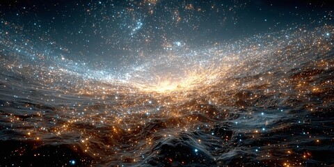 A breathtaking celestial display of countless stars and nebulae forming a vibrant, swirling galaxy, illustrating the profound beauty and immense scale of the cosmos