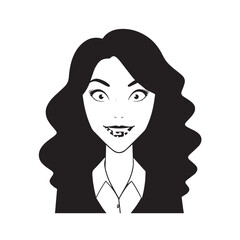 Beautiful Woman in Formal Dress Black and White Illustration Vector Art Design