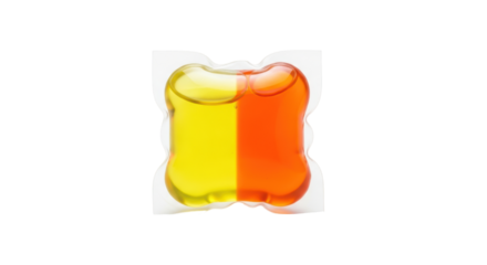 Isolated dual-chamber yellow-orange laundry detergent pac for machine cleaning of clothes