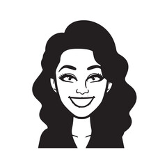 Beautiful Woman in Formal Dress Black and White Illustration Vector Art Design